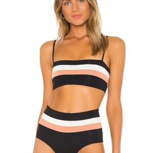 L*Space  HIGH WAIST BOTTOM AND STRIPE BIKINI TOP , SIZE: M